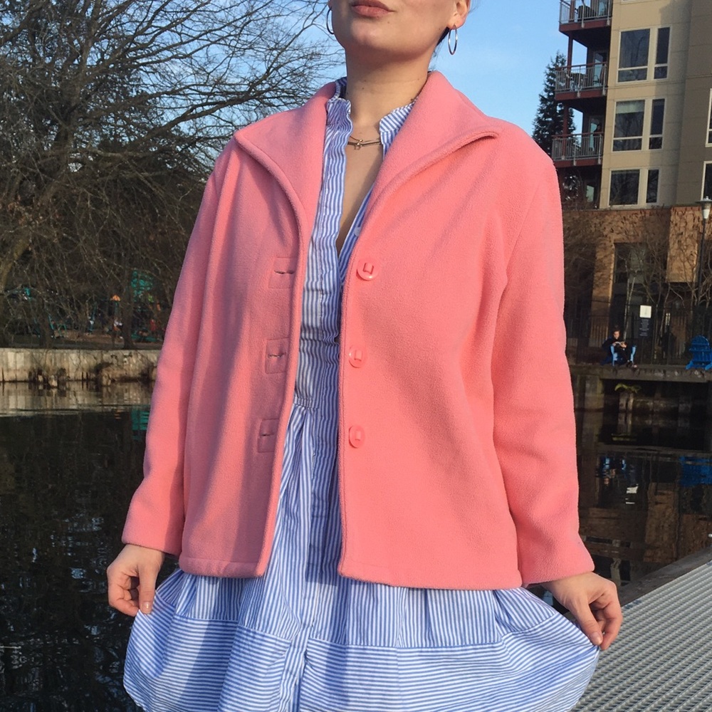 Pink fleece button up